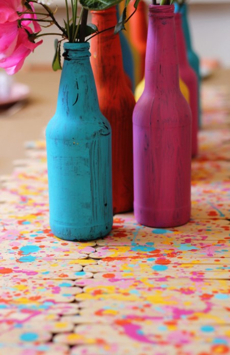 DIY Splatter Paint Popsicle Stick Runner