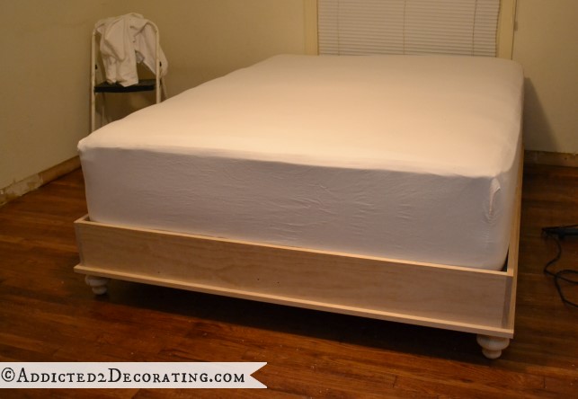 DIY Stained Wood Raised Platform Bed Frame