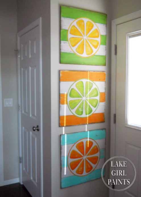 25 DIY Wall Art Ideas to Spruce Up Your Awkward Space – DIY Wall Art Citrus StripesDIY Wall Art Citrus Stripes 1 DIY Wall Art Citrus StripesDIY Wall Art Citrus Stripes 1