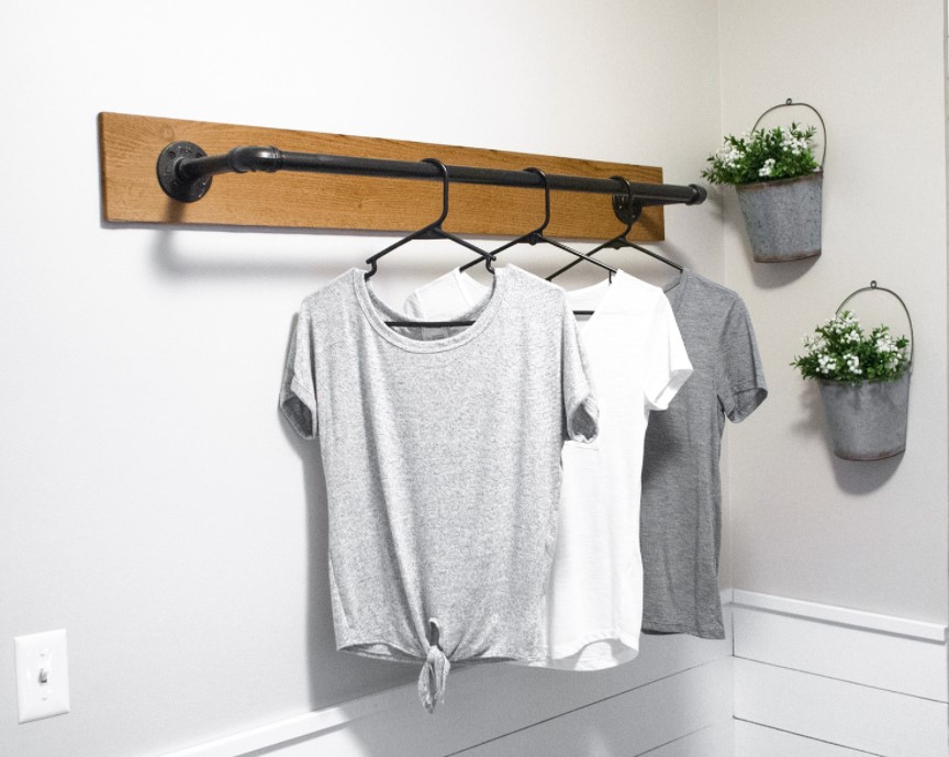 DIY Wall Mounted Clothing Rack