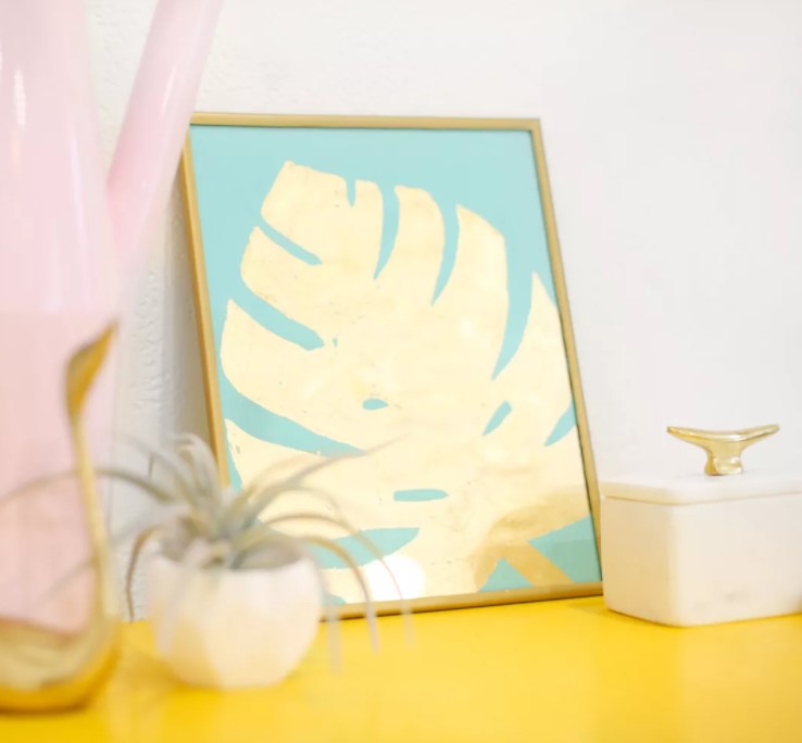 DIY a Gold Tropical Leaf Art Print 1