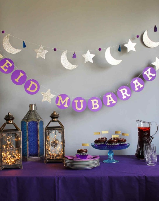 25 DIY Ramadan Decoration Ideas – Easy & Creative – Eid Mubarak Circle Garland Eid Mubarak Circle Garland