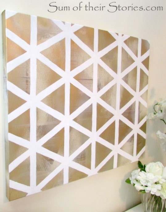 25 DIY Wall Art Ideas to Spruce Up Your Awkward Space – Geometric DIY art 1 Geometric DIY art 1
