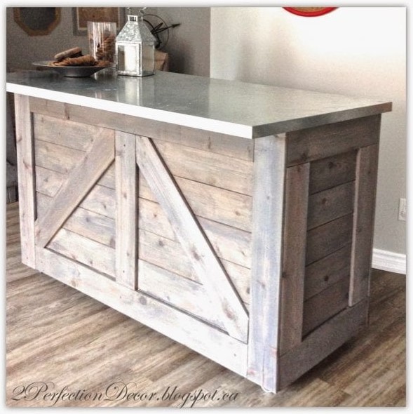 IKEA HACK RUSTIC BAR WITH GALVANIZED METAL TOP