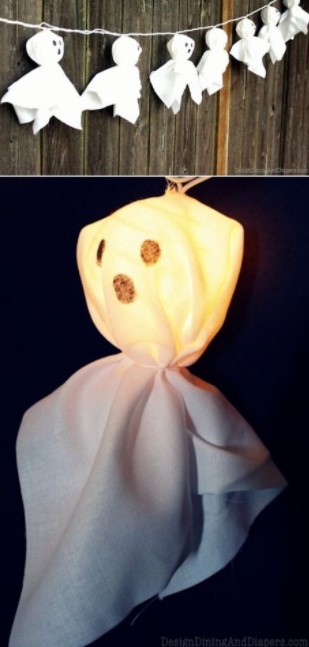 35 Best DIY Halloween Decoration Ideas for 2025 – ILLUMINATED GHOST GARLAND ILLUMINATED GHOST GARLAND