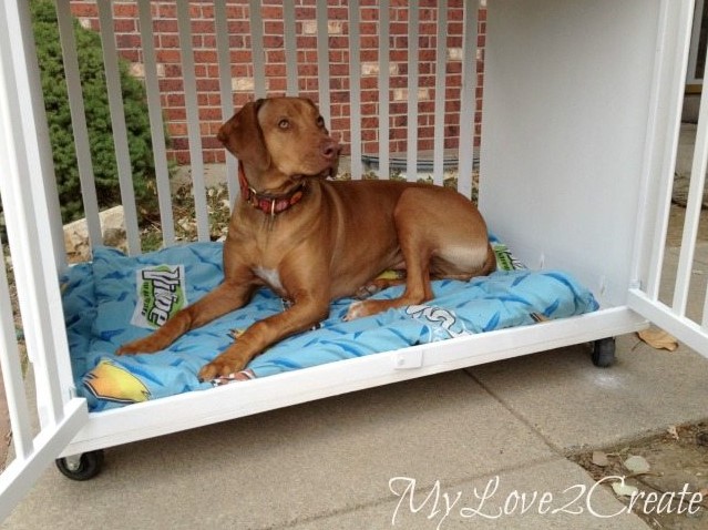 REPURPOSED CRIB DOG CRATE