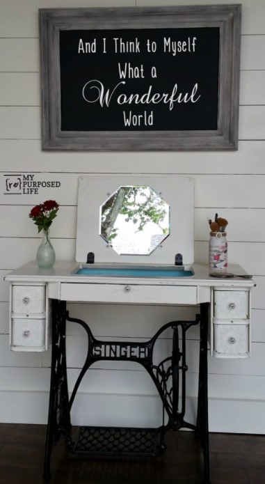 SINGER SEWING MACHINE INTO DESKTABLEVANITY