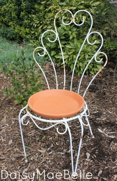 Salvaged Chair Bird Bath