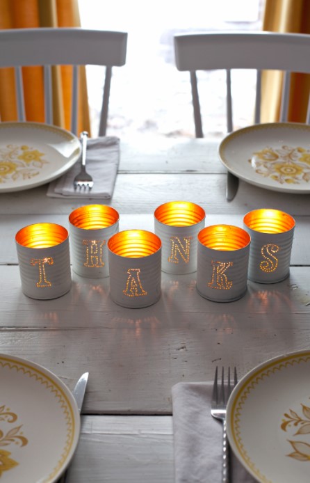 25 DIY Thanksgiving Decoration Ideas – Easy & Simple – TIN PUNCHED VOTIVE CANDLES TIN PUNCHED VOTIVE CANDLES