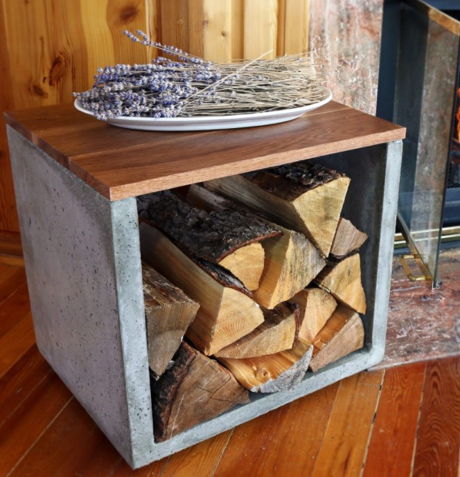 25 Best DIY Firewood Rack Ideas with Clever Designs – a Concrete Log Holder a Concrete Log Holder