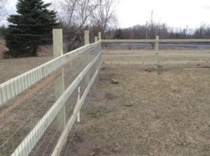 a Split Rail Fence With Wire Mesh to Contain Wild Beasts