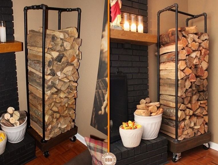 a fire wood holder from plumbing pipes