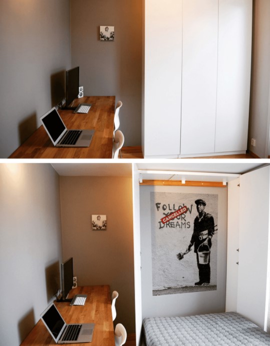25 DIY Platform Bed Ideas That Will Transform Your Nights – a full size Murphy Bed in our IKEA closet a full size Murphy Bed in our IKEA closet