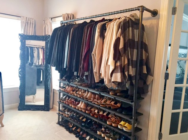 25 DIY Closet Shelving Ideas to Maximize Your Storage – DIY Closet System Built with Pipe Fittings Plans Included DIY Closet System Built with Pipe Fittings Plans Included