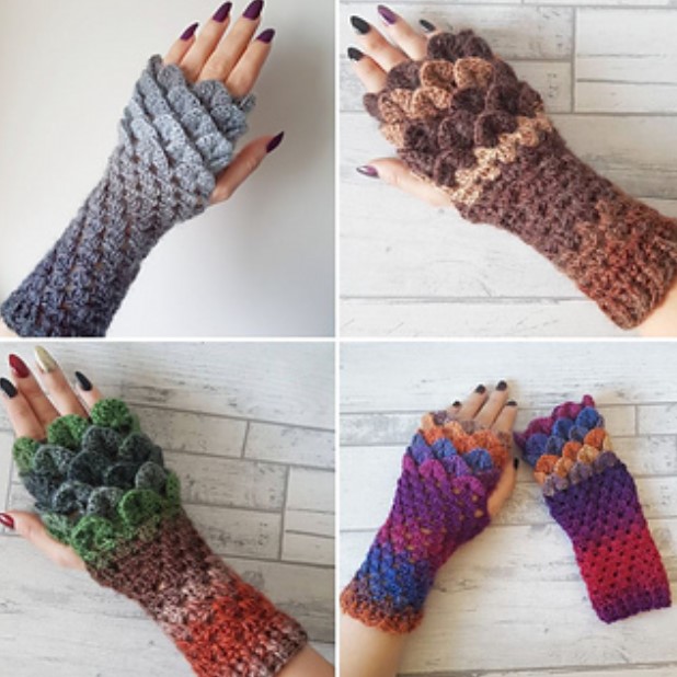 25 Free Amigurumi Dragon Patterns (for Any Skill Level) – Dragon Scale Fingerless Gloves Dragon Scale Fingerless Gloves