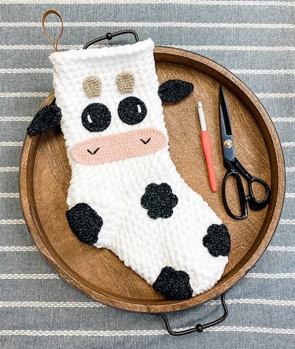 Free Crochet Cow Stocking Pattern