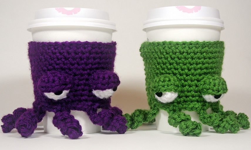 25 Free Amigurumi Octopus Patterns for Any Skill Level – Grumpy Octopus Coffee Cup Cozy Grumpy Octopus Coffee Cup Cozy