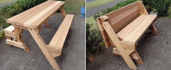 a one piece folding picnic table out of 2×4 lumber