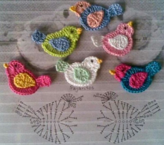 Crochet Birds Motifs Free Applique