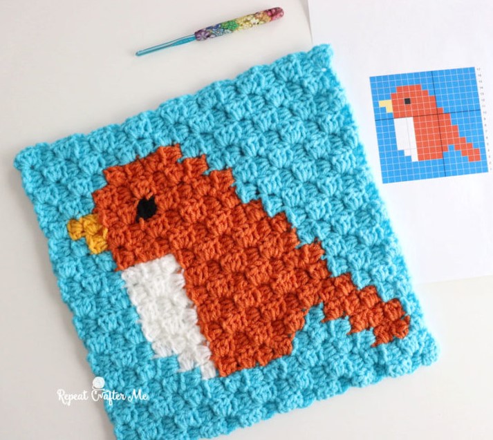 25 Free Amigurumi Bird Patterns for Any Skill Level – crochet sparrow c2c square crochet sparrow c2c square