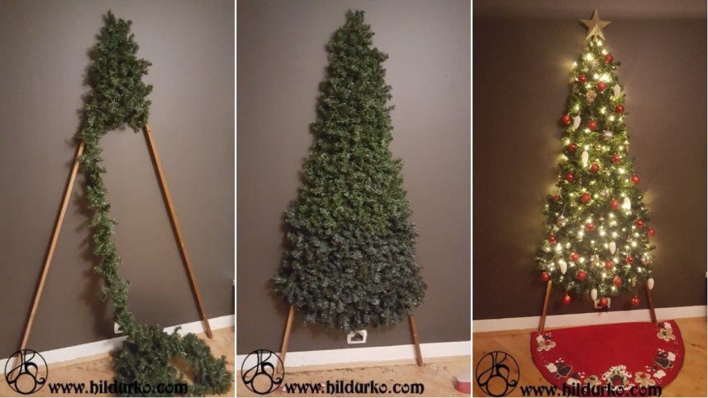 DIY Flat Triangle Christmas Tree for Small Space